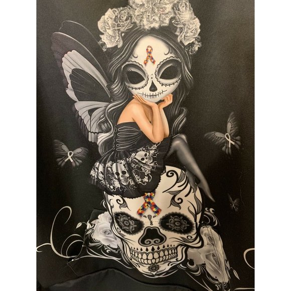 WOMEN'S XL SKULL Butterfly Girl Print HOODIE SWEATSHIRT OUTERWEAR BUTTERFLIES - Picture 5 of 7